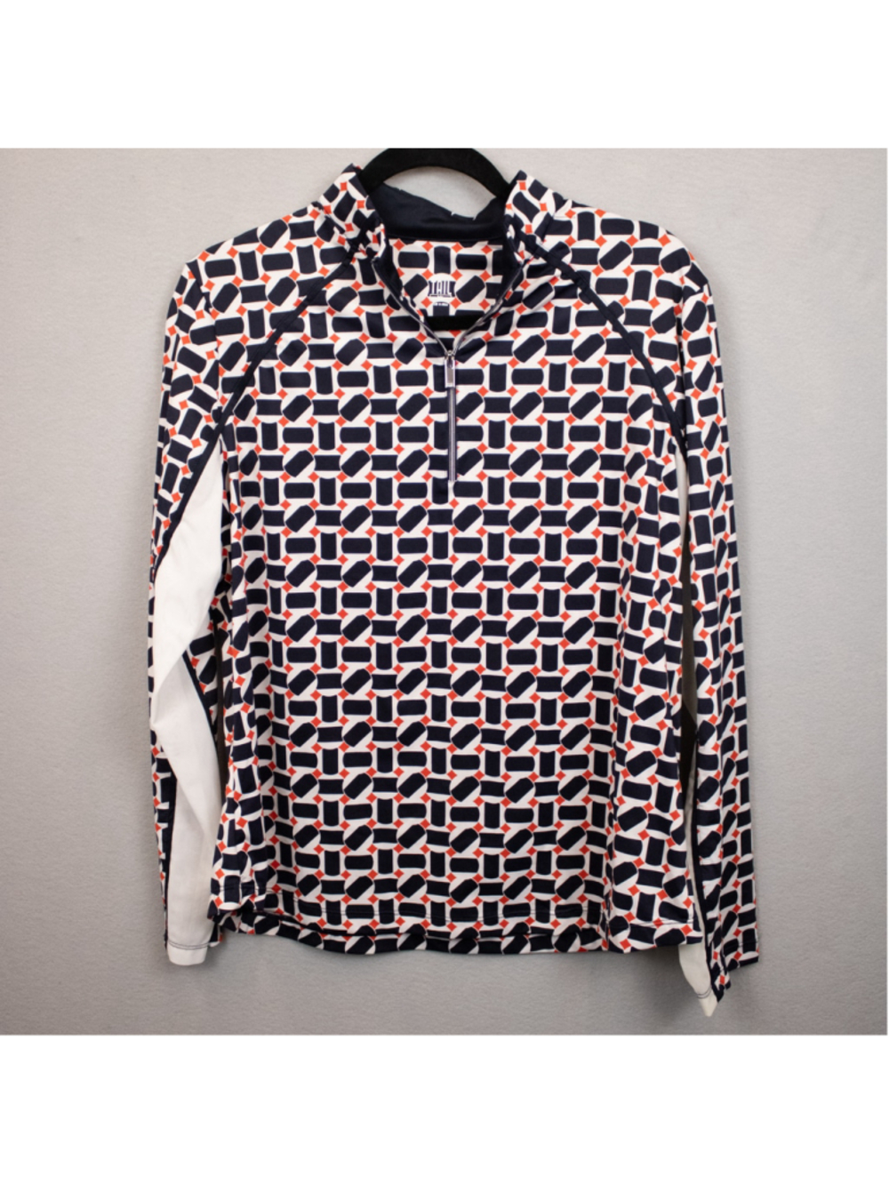 Tail Arlo Geo Maze blue white 1/4 zip long sleeve top-XL